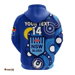 custom text and number blues rugby naidoc hoodie nsw for our elders indigenous art
