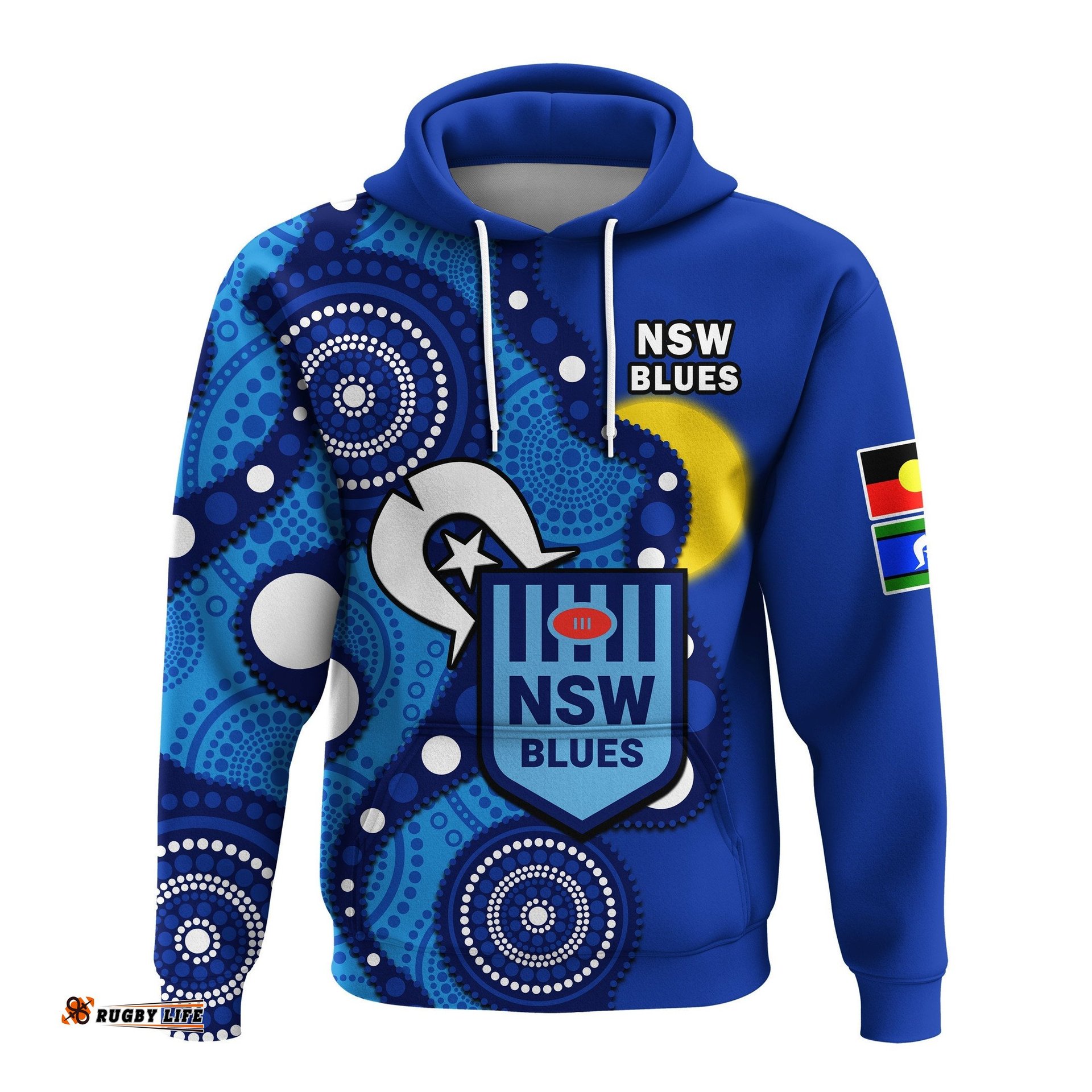 custom text and number blues rugby naidoc hoodie nsw for our elders indigenous art