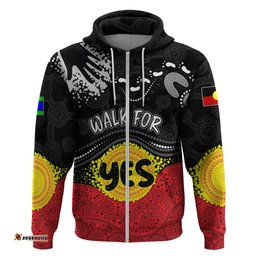 personalised australia indigenous hoodie walk for yes aboriginal flag style