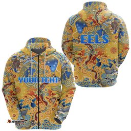 custom personalised parramatta zip hoodie eels indigenous naidoc vibes gold