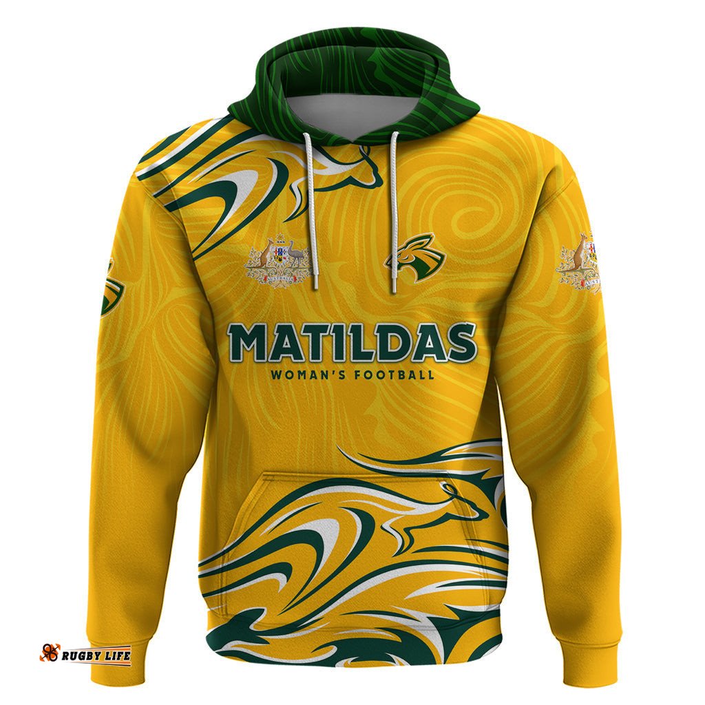 personalised australia soccer matildas hoodie kangaroo tornado yellow