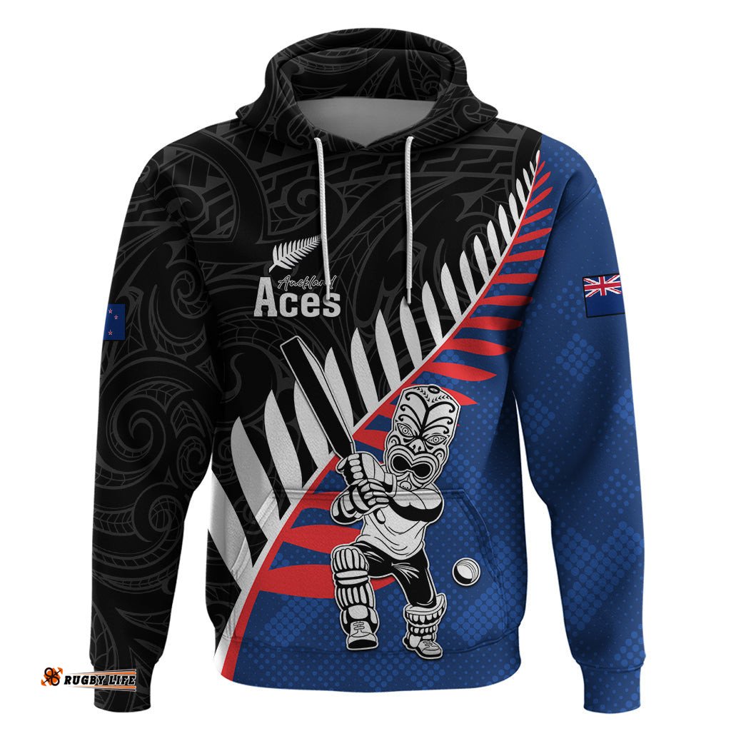 custom new zealand auckland cricket hoodie with maori pattern