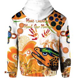 Custom Personalised Parramatta Zip Hoodie Eels Indigenous NAIDOC Heal Country! Heal Our Nation White
