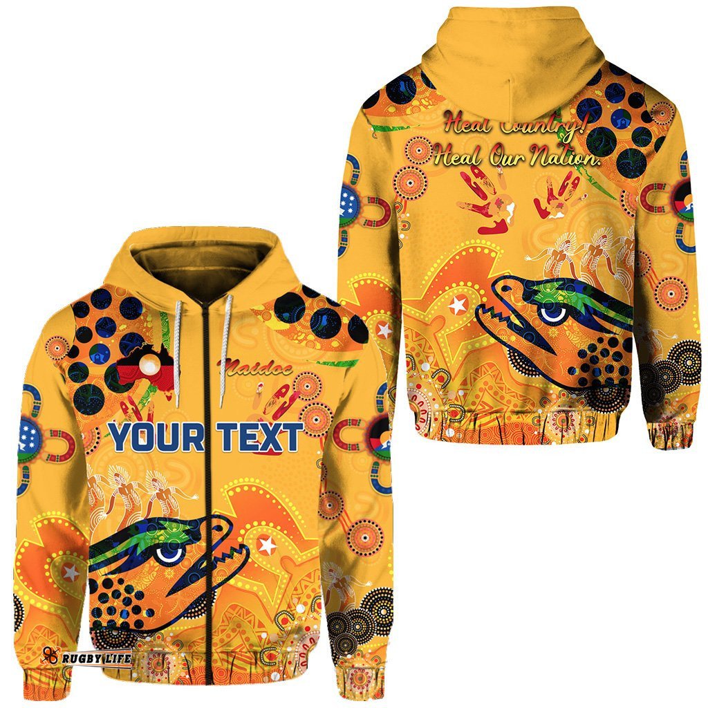 custom personalised parramatta zip hoodie eels indigenous naidoc heal country heal our nation gold 04