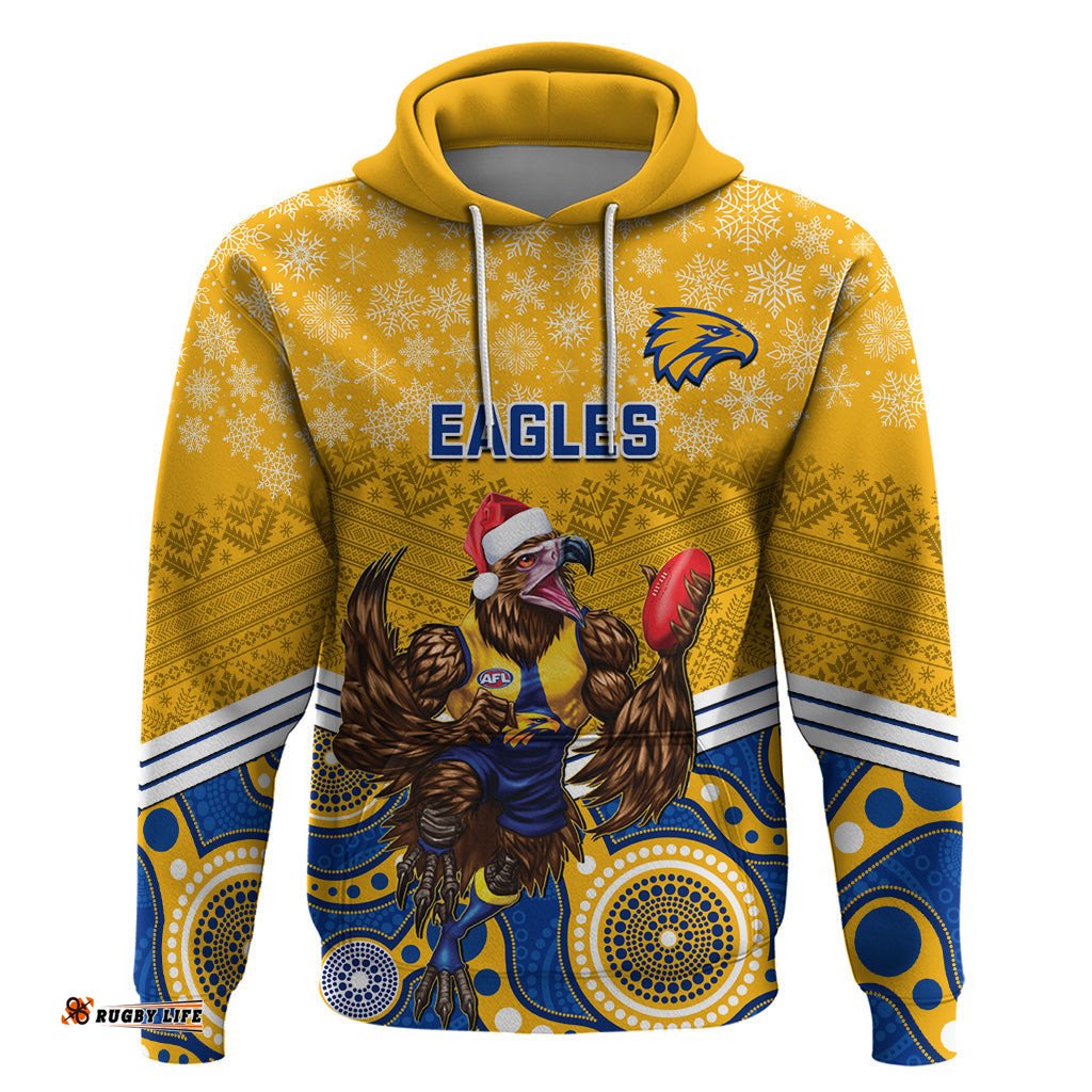 custom eagles football christmas hoodie merry xmas mix aboriginal art