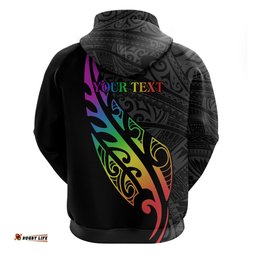 personalised new zealand wellington pride hoodie maori fern with pride flag 2024