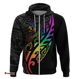 personalised new zealand wellington pride hoodie maori fern with pride flag 2024