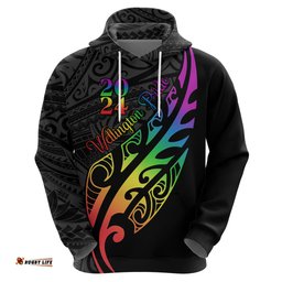 personalised new zealand wellington pride hoodie maori fern with pride flag 2024