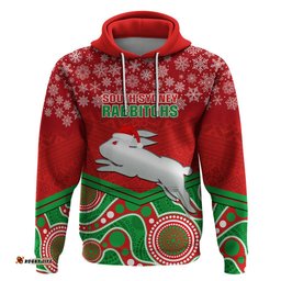 custom rabbitohs rugby christmas hoodie merry xmas mix aboriginal art