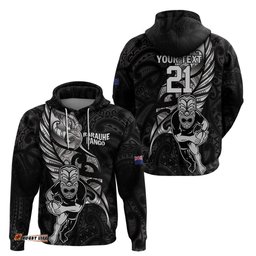 custom new zealand maori rugby hoodie rarauhe pango silver fern manaia