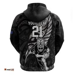 custom new zealand maori rugby hoodie rarauhe pango silver fern manaia