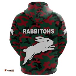 custom personalised south sydney rabbitohs zip hoodie anzac day camouflage vibes no1