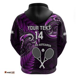 custom new zealand tiki tennis hoodie 2024 aotearoa tenehi maori silver fern purple