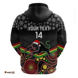 custom panthers rugby christmas hoodie merry xmas mix aboriginal art black version