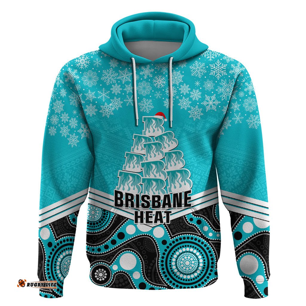 custom brisbane heat cricket christmas hoodie merry xmas indigenous art