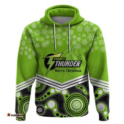 custom thunder cricket christmas hoodie merry xmas indigenous art