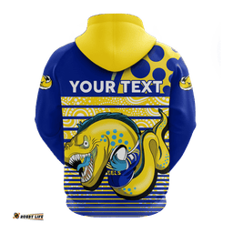 custom personalised eels rugby parra aboriginal blue and gold hoodie