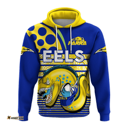 custom personalised eels rugby parra aboriginal blue and gold hoodie