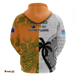 fiji and australia rugby hoodie world cup aboriginal mix tapa pattern