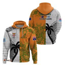 fiji and australia rugby hoodie world cup aboriginal mix tapa pattern