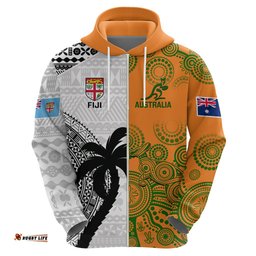 fiji and australia rugby hoodie world cup aboriginal mix tapa pattern