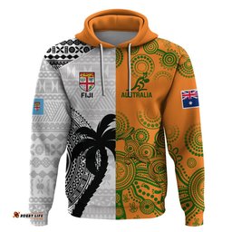 fiji and australia rugby hoodie world cup aboriginal mix tapa pattern
