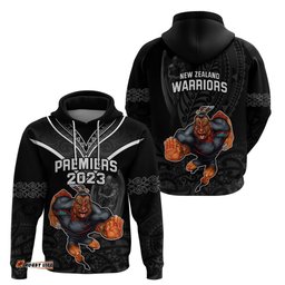 warriors permier hoodie the wahs mascot with maori tattoo