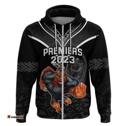 warriors permier hoodie the wahs mascot with maori tattoo