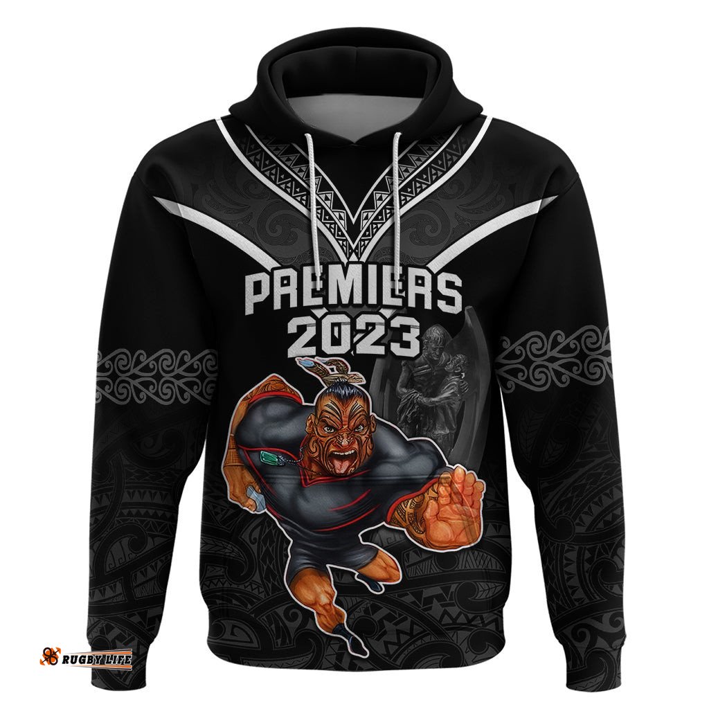 warriors permier hoodie the wahs mascot with maori tattoo