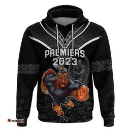 warriors permier hoodie the wahs mascot with maori tattoo