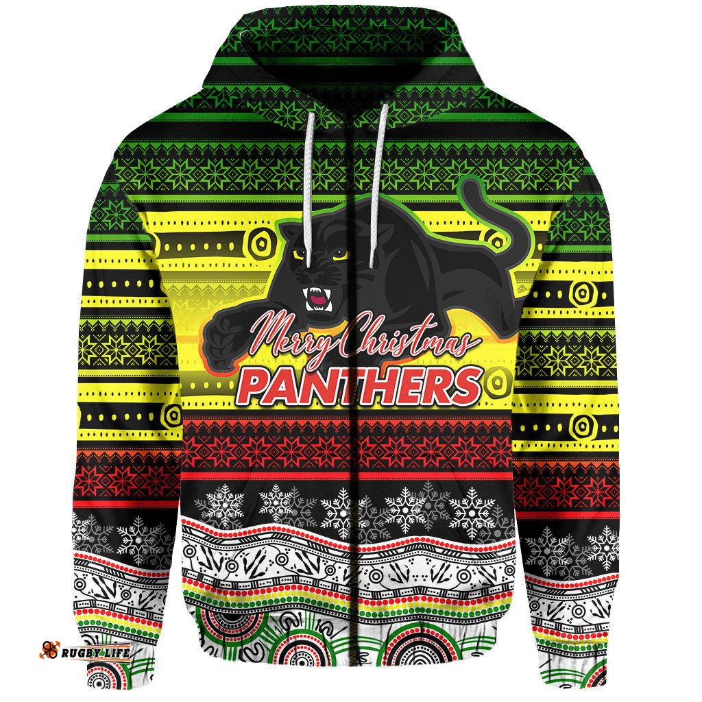 penrith panthers zip hoodie christmas mix aboriginal