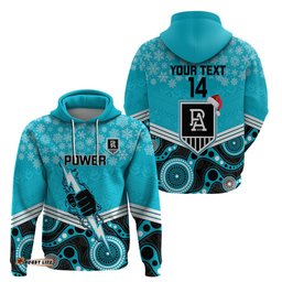 custom port adelaide football christmas hoodie merry xmas mix aboriginal art