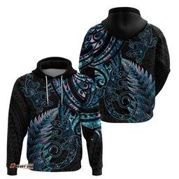 new zealand lizard hoodie silver fern aotearoa maori with paua shell
