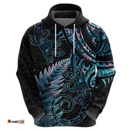 new zealand lizard hoodie silver fern aotearoa maori with paua shell