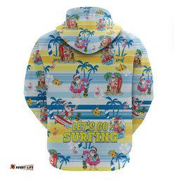 surfing christmas hoodie tropical santa lets go surfing
