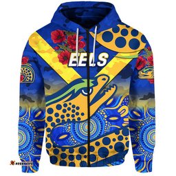 custom personalised parramatta eels anzac zip up and pullover hoodie indigenous vibes blue