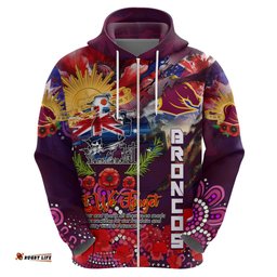 personalised australia rugby broncos anzac hoodie brisbane scratch style