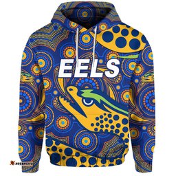 custom personalised parramatta eels hoodie indigenous vibes blue custom text and number