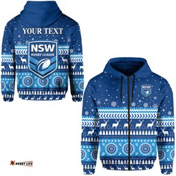 custom personalised new south wales christmas zip hoodie nsw rugby indigenous