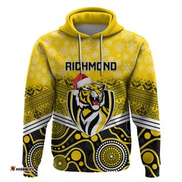 custom richmond football christmas hoodie merry xmas mix aboriginal art