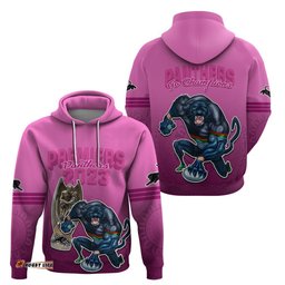 panthers premier hoodie mascot with nrl trophy pink version