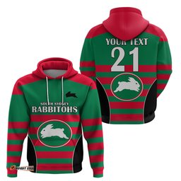 custom text and number nrl rabbitohs rugby hoodie simple style