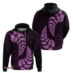 purple new zealand paisley silver fern hoodie aotearoa maori