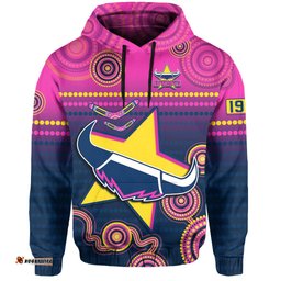 custom text and number cowboys rugby hoodie aboriginal go premiers north queensland