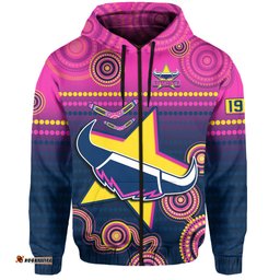 custom text and number cowboys rugby hoodie aboriginal go premiers north queensland