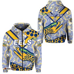 custom personalised parramatta eels zip hoodie indigenous simple style white custom text and number