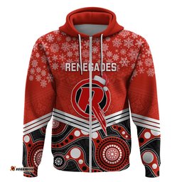 custom melbourne renegades cricket christmas hoodie merry xmas indigenous art