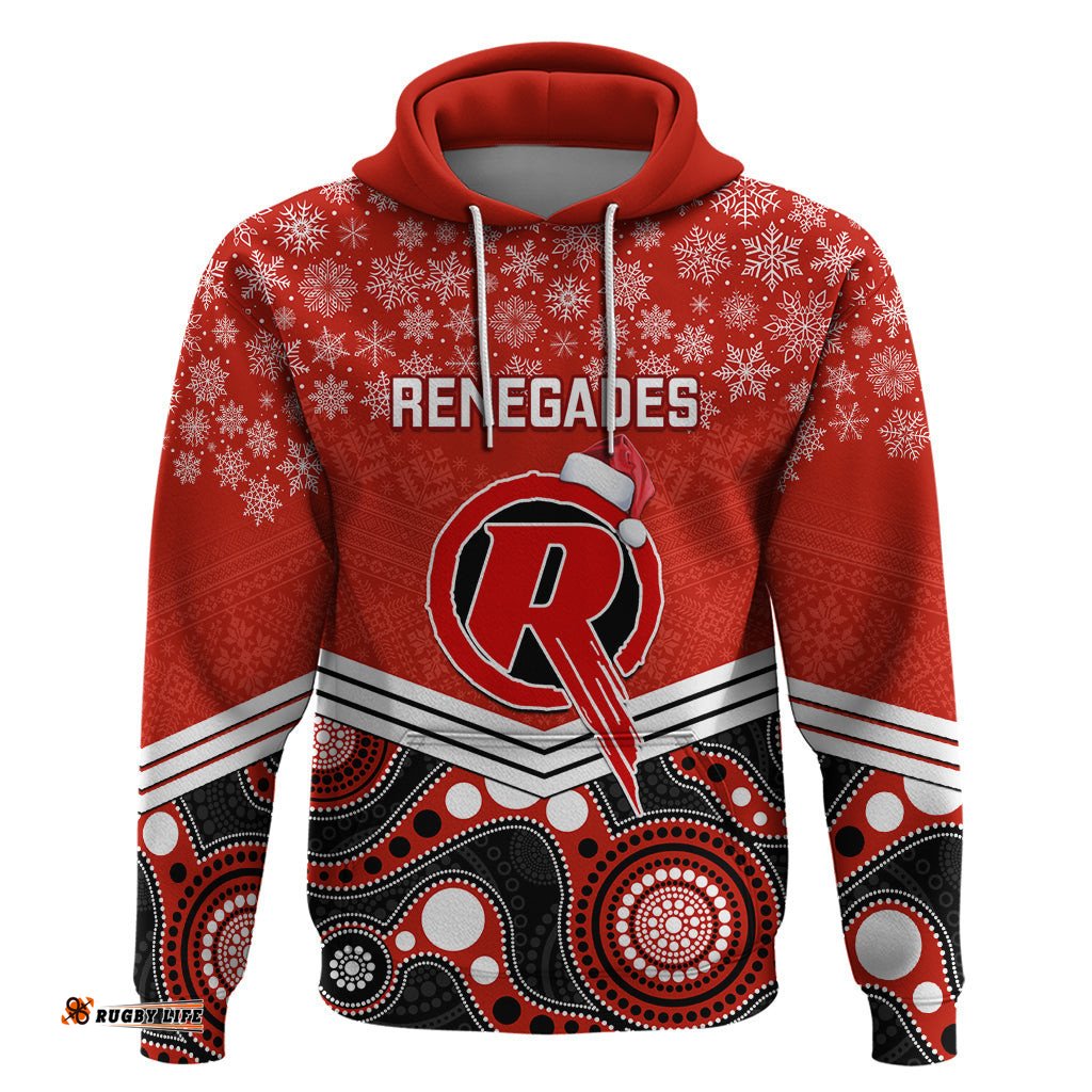 custom melbourne renegades cricket christmas hoodie merry xmas indigenous art