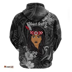 new zealand custom womens day hoodie maori girl feathers of hope black