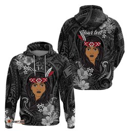 new zealand custom womens day hoodie maori girl feathers of hope black